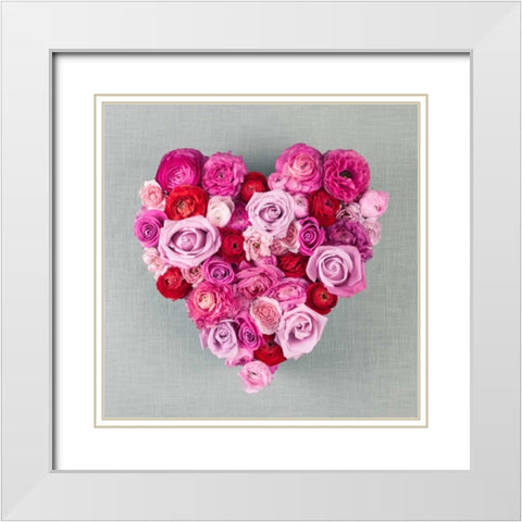 Rose Heart White Modern Wood Framed Art Print with Double Matting by Frank, Assaf