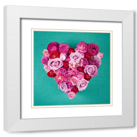 Rose Heart White Modern Wood Framed Art Print with Double Matting by Frank, Assaf