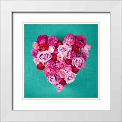 Rose Heart White Modern Wood Framed Art Print with Double Matting by Frank, Assaf