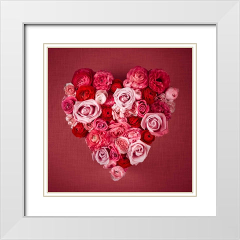 Rose Heart White Modern Wood Framed Art Print with Double Matting by Frank, Assaf