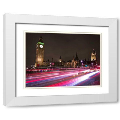 Big Ben at night White Modern Wood Framed Art Print with Double Matting by Frank, Assaf