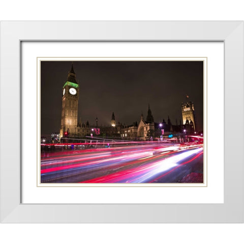 Big Ben at night White Modern Wood Framed Art Print with Double Matting by Frank, Assaf