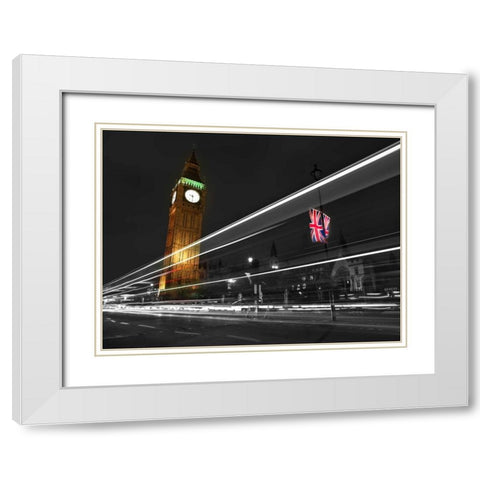 Big Ben at night White Modern Wood Framed Art Print with Double Matting by Frank, Assaf