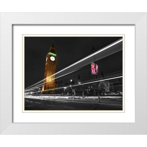 Big Ben at night White Modern Wood Framed Art Print with Double Matting by Frank, Assaf