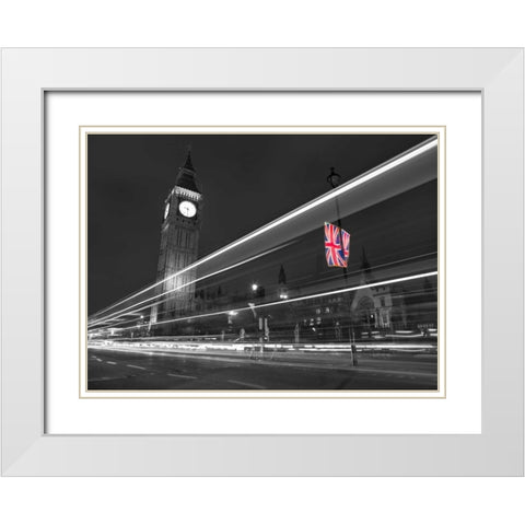 Big Ben at night White Modern Wood Framed Art Print with Double Matting by Frank, Assaf