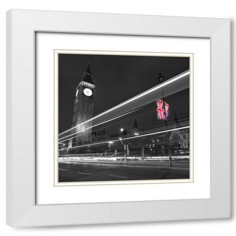 Big Ben at night White Modern Wood Framed Art Print with Double Matting by Frank, Assaf