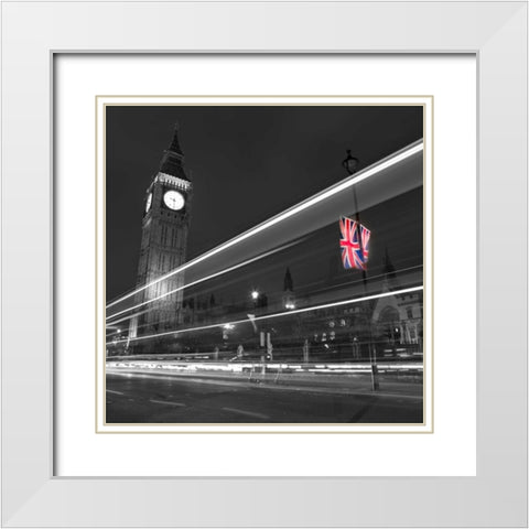 Big Ben at night White Modern Wood Framed Art Print with Double Matting by Frank, Assaf