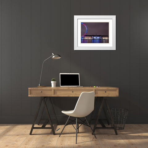 County Hall, London, at night White Modern Wood Framed Art Print with Double Matting by Frank, Assaf