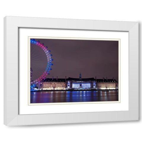County Hall, London, at night White Modern Wood Framed Art Print with Double Matting by Frank, Assaf