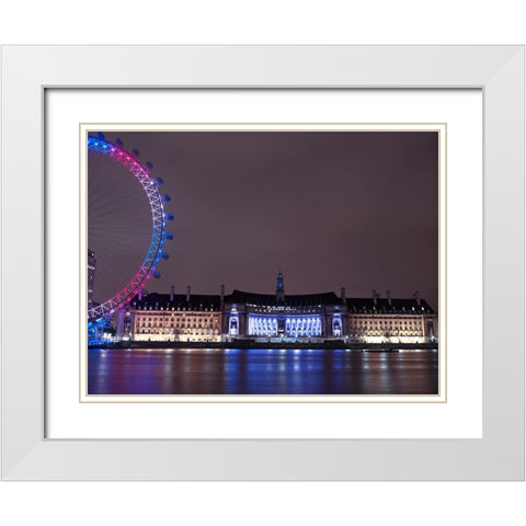 County Hall, London, at night White Modern Wood Framed Art Print with Double Matting by Frank, Assaf