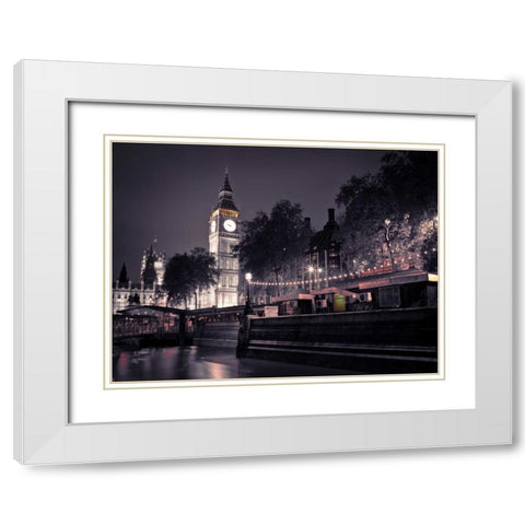 Big Ben at night White Modern Wood Framed Art Print with Double Matting by Frank, Assaf