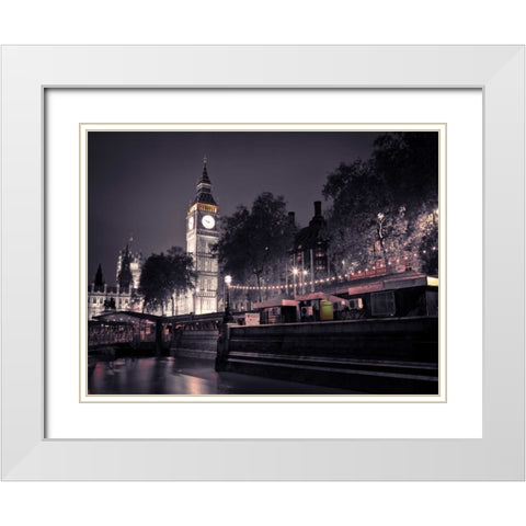 Big Ben at night White Modern Wood Framed Art Print with Double Matting by Frank, Assaf