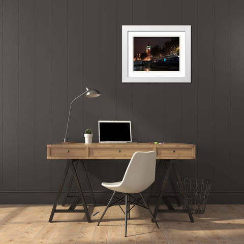 Big Ben at night White Modern Wood Framed Art Print with Double Matting by Frank, Assaf