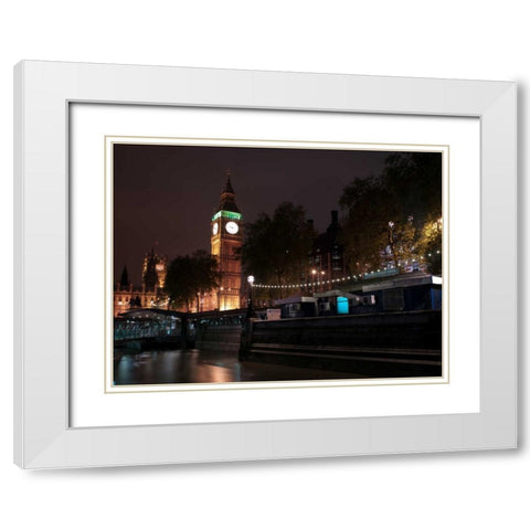 Big Ben at night White Modern Wood Framed Art Print with Double Matting by Frank, Assaf