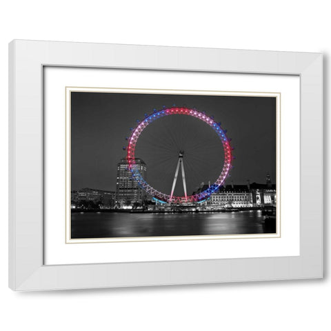 London Eye at night White Modern Wood Framed Art Print with Double Matting by Frank, Assaf
