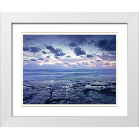 Horizon over water White Modern Wood Framed Art Print with Double Matting by Frank, Assaf