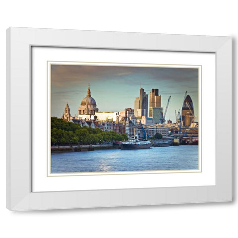 London skyline over the river Thames White Modern Wood Framed Art Print with Double Matting by Frank, Assaf
