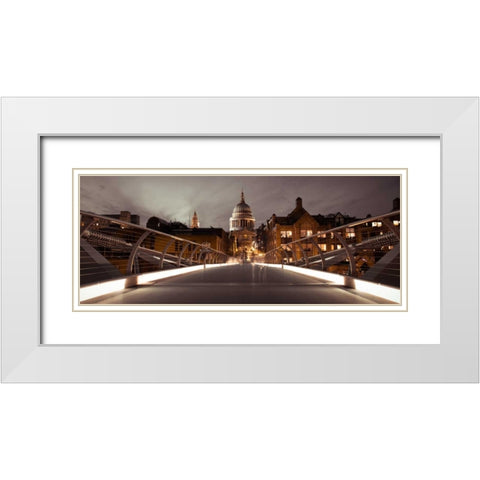 St Pauls Catedral from the Millennium Bridge White Modern Wood Framed Art Print with Double Matting by Frank, Assaf