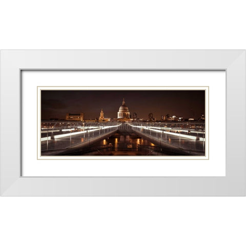 St Pauls Cathedral from millennium bridge White Modern Wood Framed Art Print with Double Matting by Frank, Assaf