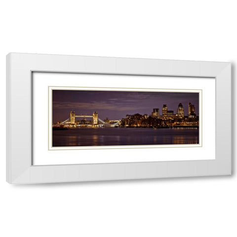 London skyline over river Thames White Modern Wood Framed Art Print with Double Matting by Frank, Assaf