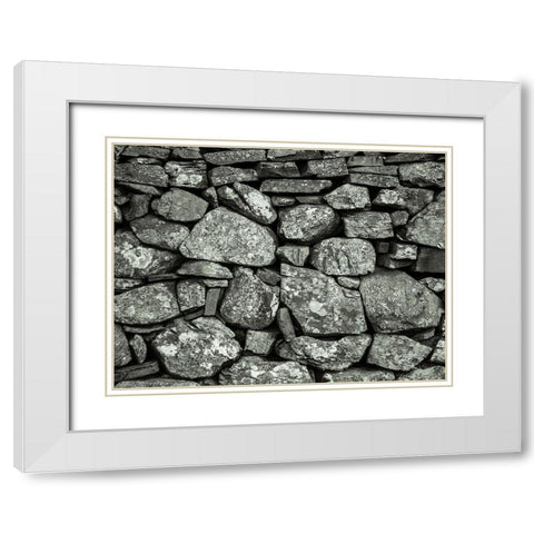 Stone wall White Modern Wood Framed Art Print with Double Matting by Frank, Assaf