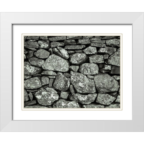 Stone wall White Modern Wood Framed Art Print with Double Matting by Frank, Assaf