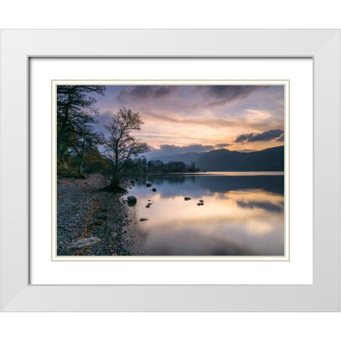 Still lake at dusk White Modern Wood Framed Art Print with Double Matting by Frank, Assaf