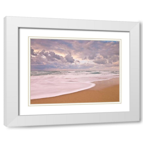Tranquil beach White Modern Wood Framed Art Print with Double Matting by Frank, Assaf