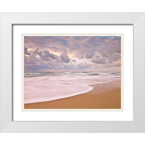 Tranquil beach White Modern Wood Framed Art Print with Double Matting by Frank, Assaf