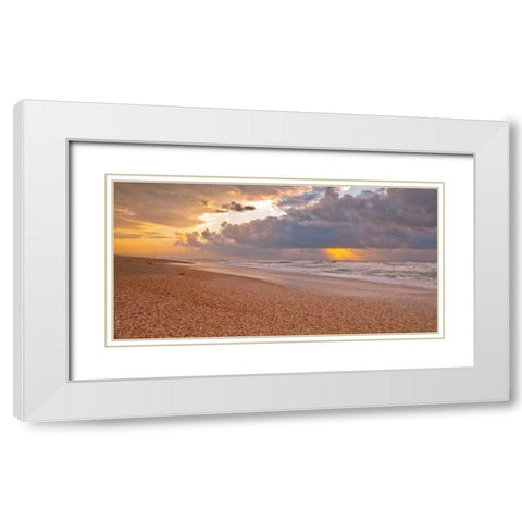 Beach at sunset, Palmachim, Israel White Modern Wood Framed Art Print with Double Matting by Frank, Assaf