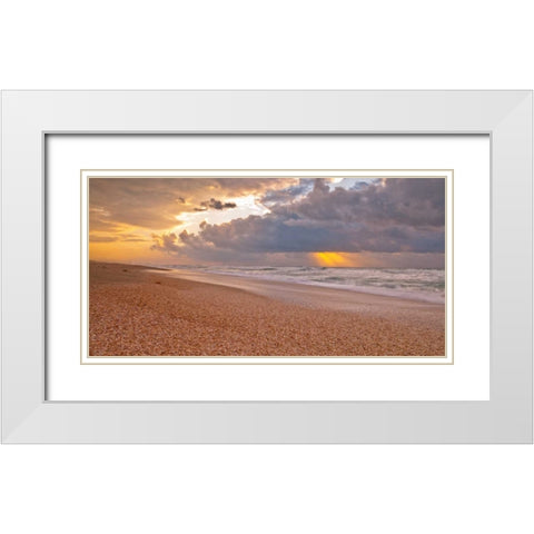 Beach at sunset, Palmachim, Israel White Modern Wood Framed Art Print with Double Matting by Frank, Assaf