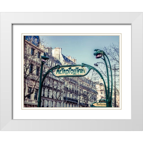 Paris Metro sign White Modern Wood Framed Art Print with Double Matting by Frank, Assaf
