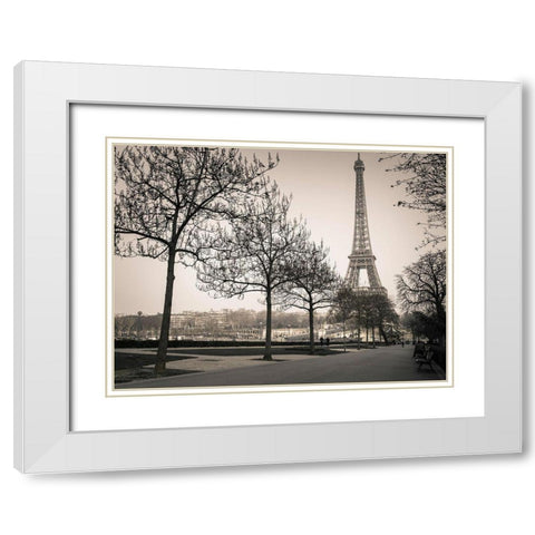 Pathway to Eiffel tower-Paris White Modern Wood Framed Art Print with Double Matting by Frank, Assaf