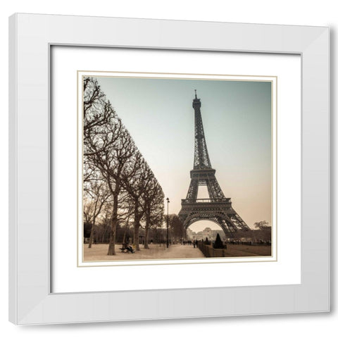 Eiffel tower, Paris White Modern Wood Framed Art Print with Double Matting by Frank, Assaf