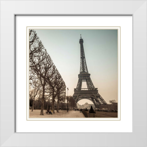 Eiffel tower, Paris White Modern Wood Framed Art Print with Double Matting by Frank, Assaf