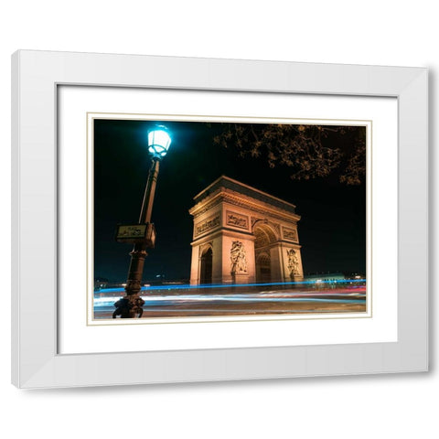Arc de Triomphe, Paris, France White Modern Wood Framed Art Print with Double Matting by Frank, Assaf