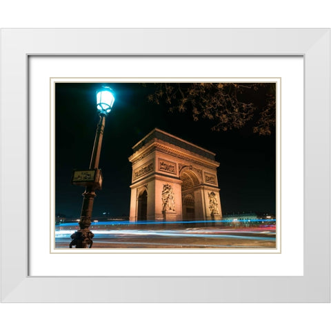 Arc de Triomphe, Paris, France White Modern Wood Framed Art Print with Double Matting by Frank, Assaf