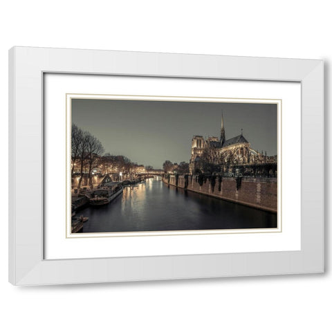 Notre-Dame de Paris-France White Modern Wood Framed Art Print with Double Matting by Frank, Assaf