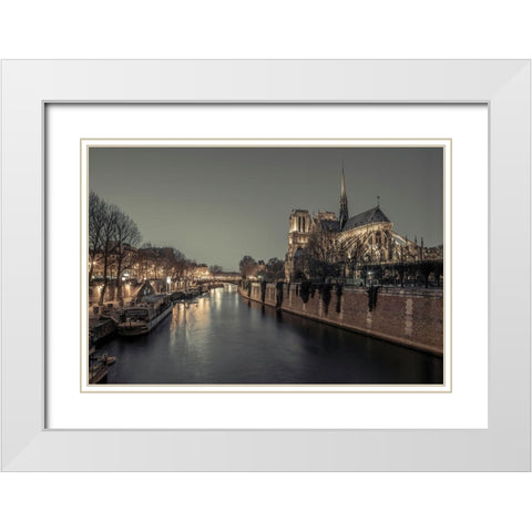 Notre-Dame de Paris-France White Modern Wood Framed Art Print with Double Matting by Frank, Assaf