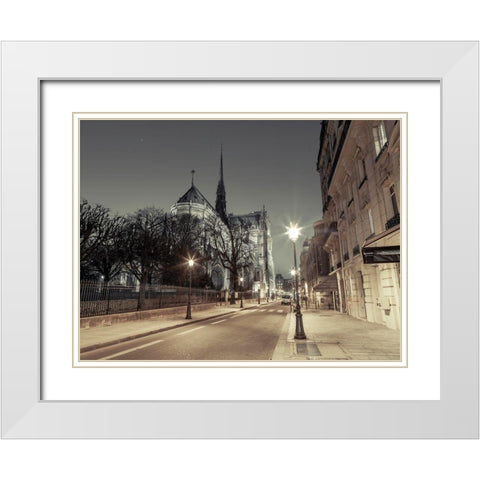 Notre-Dame de Paris-France White Modern Wood Framed Art Print with Double Matting by Frank, Assaf