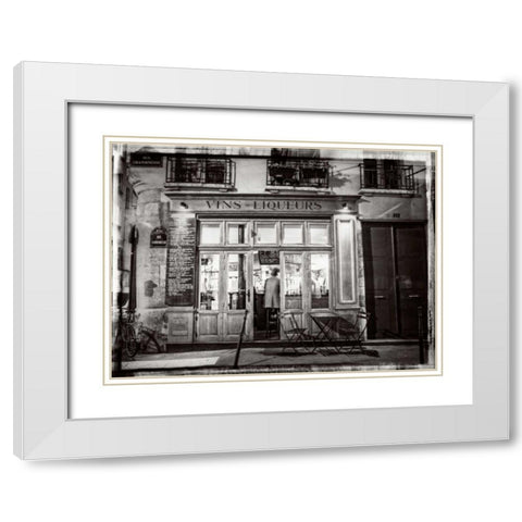 Cafe on street of Montmartre, Paris White Modern Wood Framed Art Print with Double Matting by Frank, Assaf