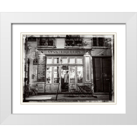 Cafe on street of Montmartre, Paris White Modern Wood Framed Art Print with Double Matting by Frank, Assaf