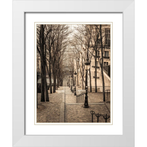 The famous staircase in Montmartre, Paris, France White Modern Wood Framed Art Print with Double Matting by Frank, Assaf