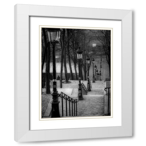 The famous staircase in Montmartre, Paris, France White Modern Wood Framed Art Print with Double Matting by Frank, Assaf