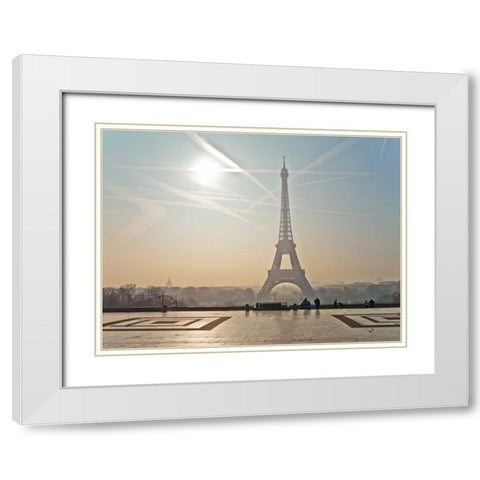 Famous Eiffel tower, Paris, France White Modern Wood Framed Art Print with Double Matting by Frank, Assaf