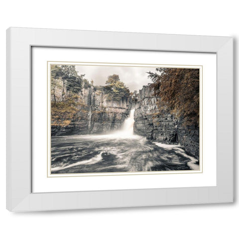 High Force waterfall-North Pennines-Yorkshire-UK White Modern Wood Framed Art Print with Double Matting by Frank, Assaf