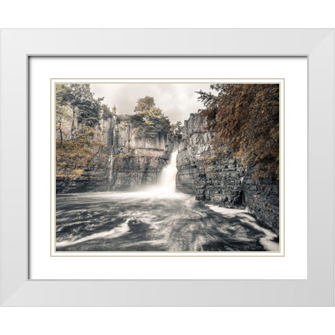 High Force waterfall-North Pennines-Yorkshire-UK White Modern Wood Framed Art Print with Double Matting by Frank, Assaf