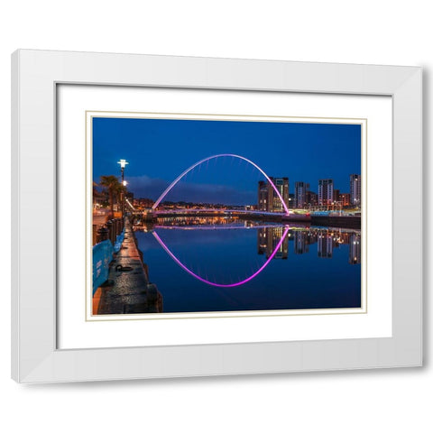 Gateshead Millenium Bridge, Newcastle Upon Tyne, FTBR-1876 White Modern Wood Framed Art Print with Double Matting by Frank, Assaf