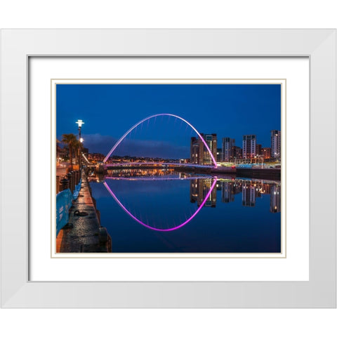 Gateshead Millenium Bridge, Newcastle Upon Tyne, FTBR-1876 White Modern Wood Framed Art Print with Double Matting by Frank, Assaf