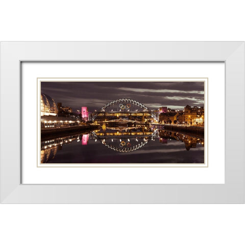 The Tyne bridge, Newcastle Upon Tyne, FTBR-1880 White Modern Wood Framed Art Print with Double Matting by Frank, Assaf